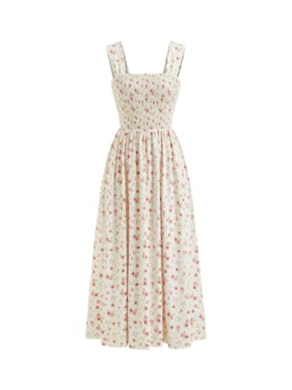 Floral Smocked Square Neck Midi Sundress